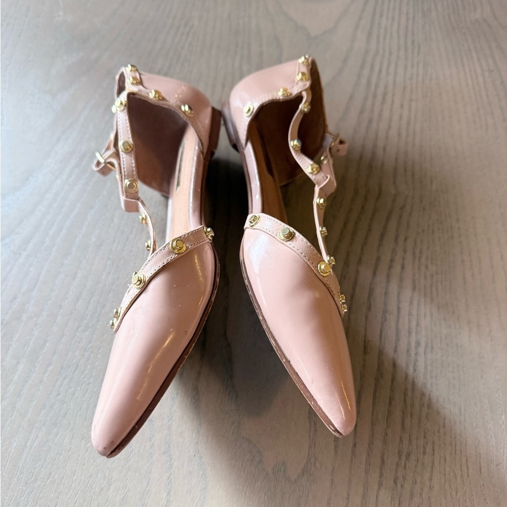 Halogen Olsen Pointed Toe T-Strap Flats – Beige – Size 6.5 - Picture 2 of 4